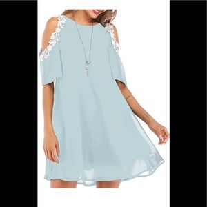 Aofur Womens Short Sleeve Chiffon Bead Sundress Plus Size Mini Tunic Shirt 3XL